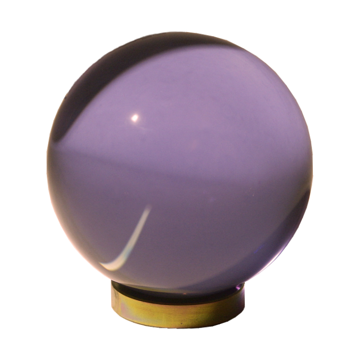 Fialová skleněná koule 80 mm se skleněným stojánkem diskem